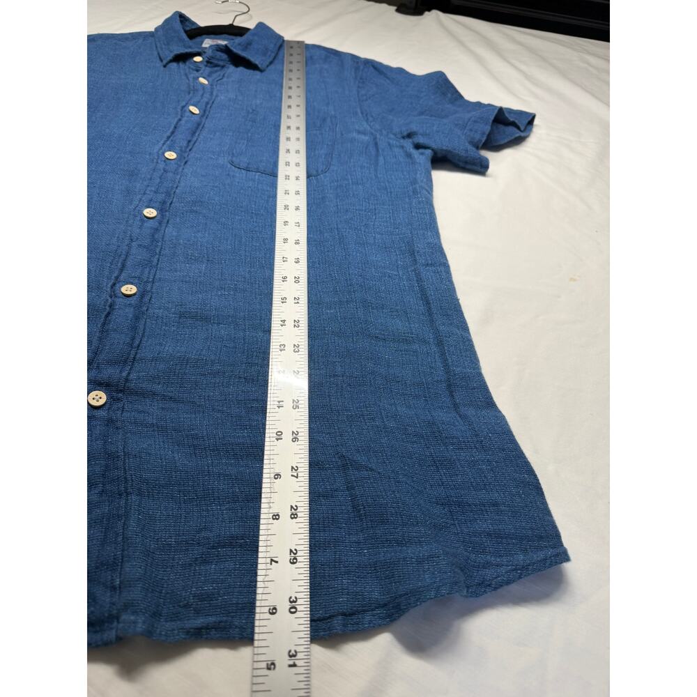 Faherty Mens Palma Linen Short Sleeve Shirt Indigo Blue Button Up Size Large - Picture 7 of 10
